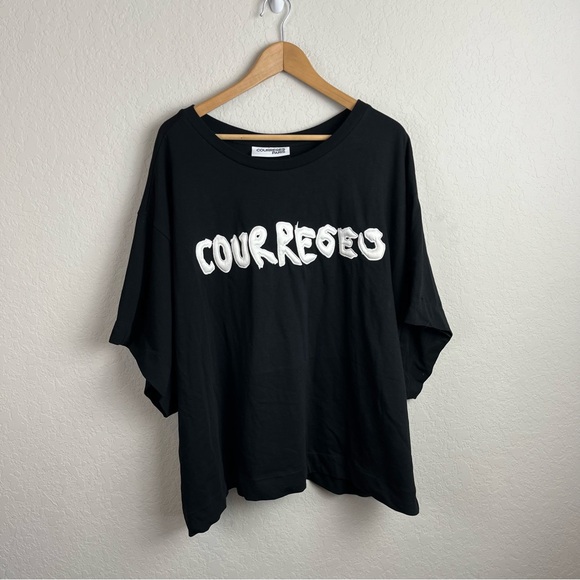 Courreges T Shirt Crew Neck Graphic Oversized Shirt Top - Picture 3 of 12
